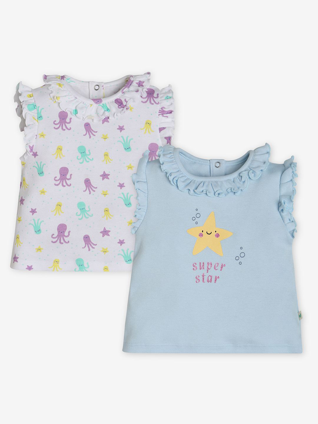 Ed-a-Mamma Baby Girls Pack Of 2 Graphic Printed Bio Finish T-shirt