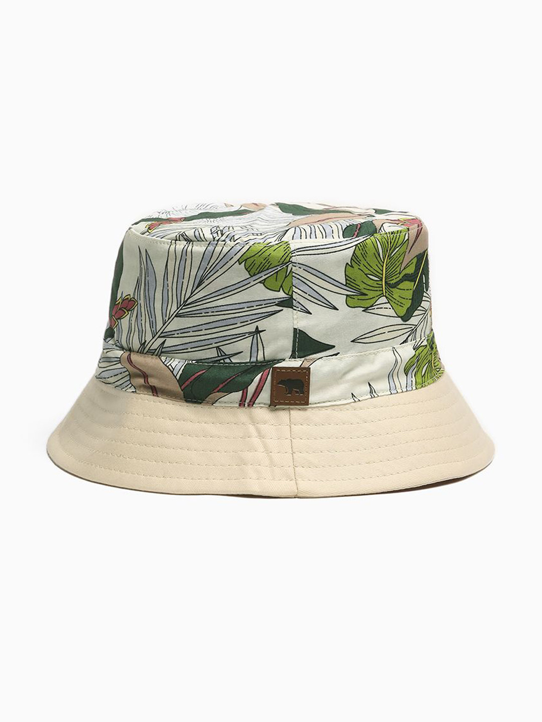 THE BEAR HOUSE Men Cream-Coloured Self Design Bucket Hat