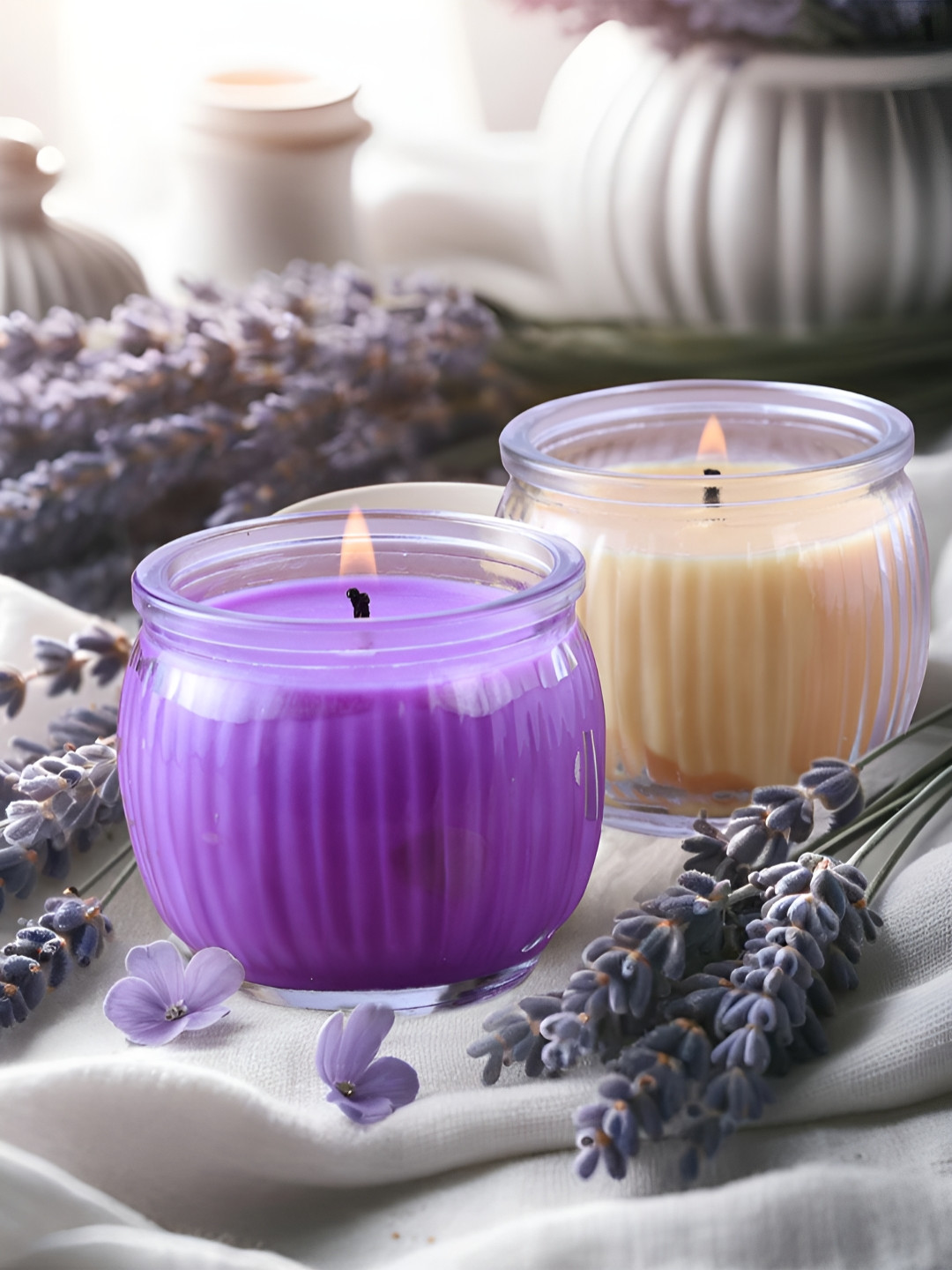 Iris Textured Homefragrances Swirl 2Pcs Mango Sorbet and Lavender Solid Jar Candles