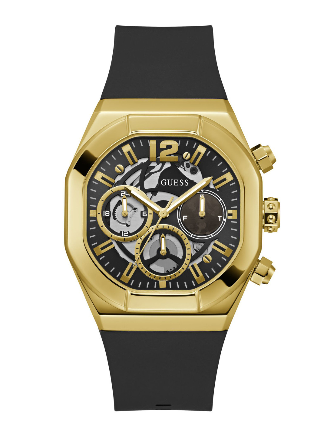 GUESS Men Skeleton Dial & Straps Analogue Multi Function Watch GW0638G1