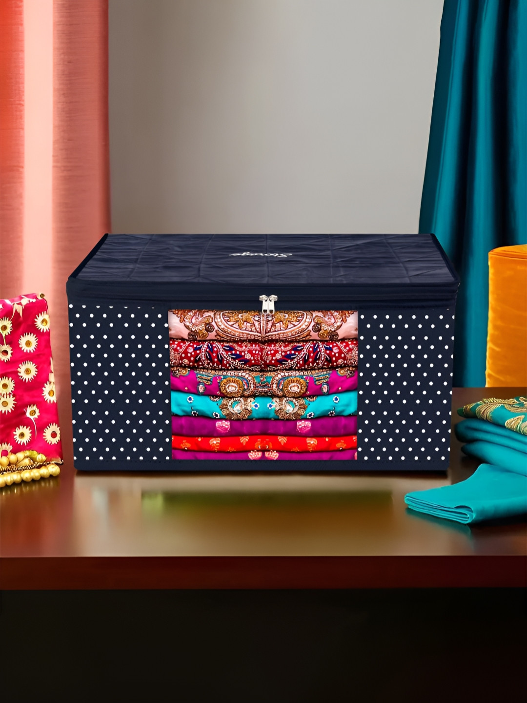 Kuber Industries Blue Regular Clothes Storage Organiser