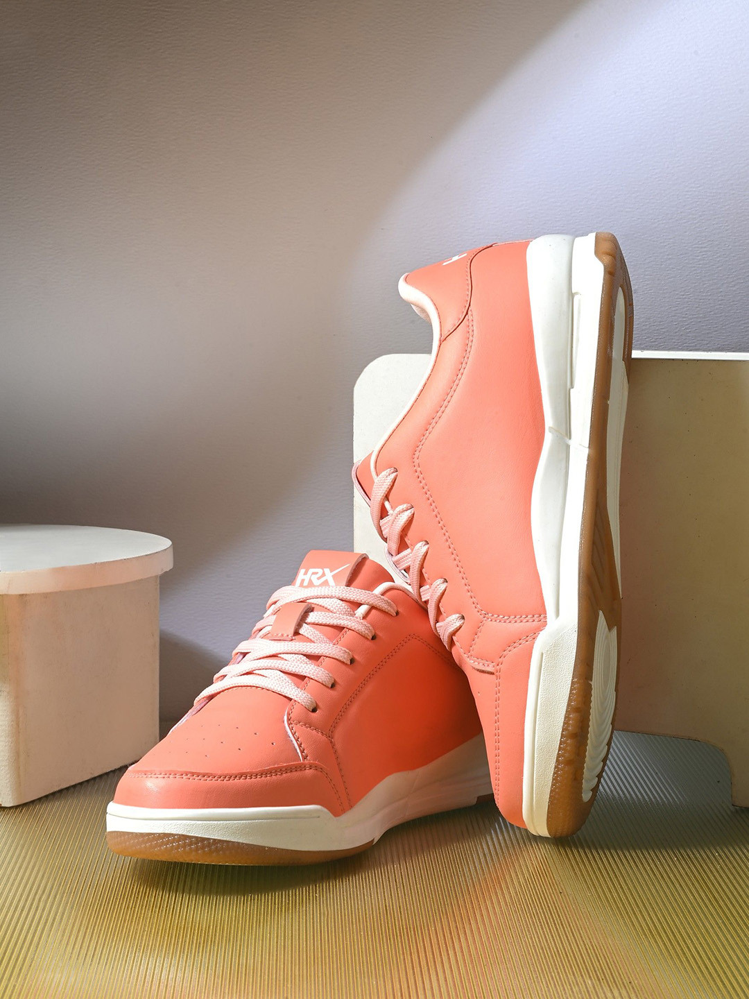 HRX by Hrithik Roshan Women Orange-Coloured Round Toe Comfort Insole Sneakers