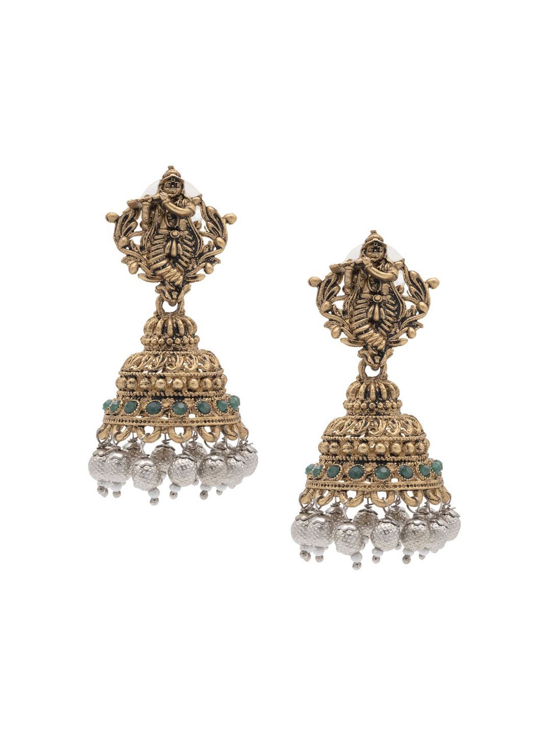 Shining Jewel - By Shivansh Gold-Plated Artificial Stones and BeadsContemporary Jhumkas