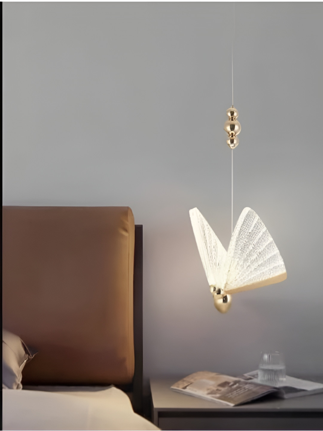 SHRI MAHAL ANTIQUES Gold-Toned Textured Abstract Metal Butterfly Pendant Ceiling Lamp