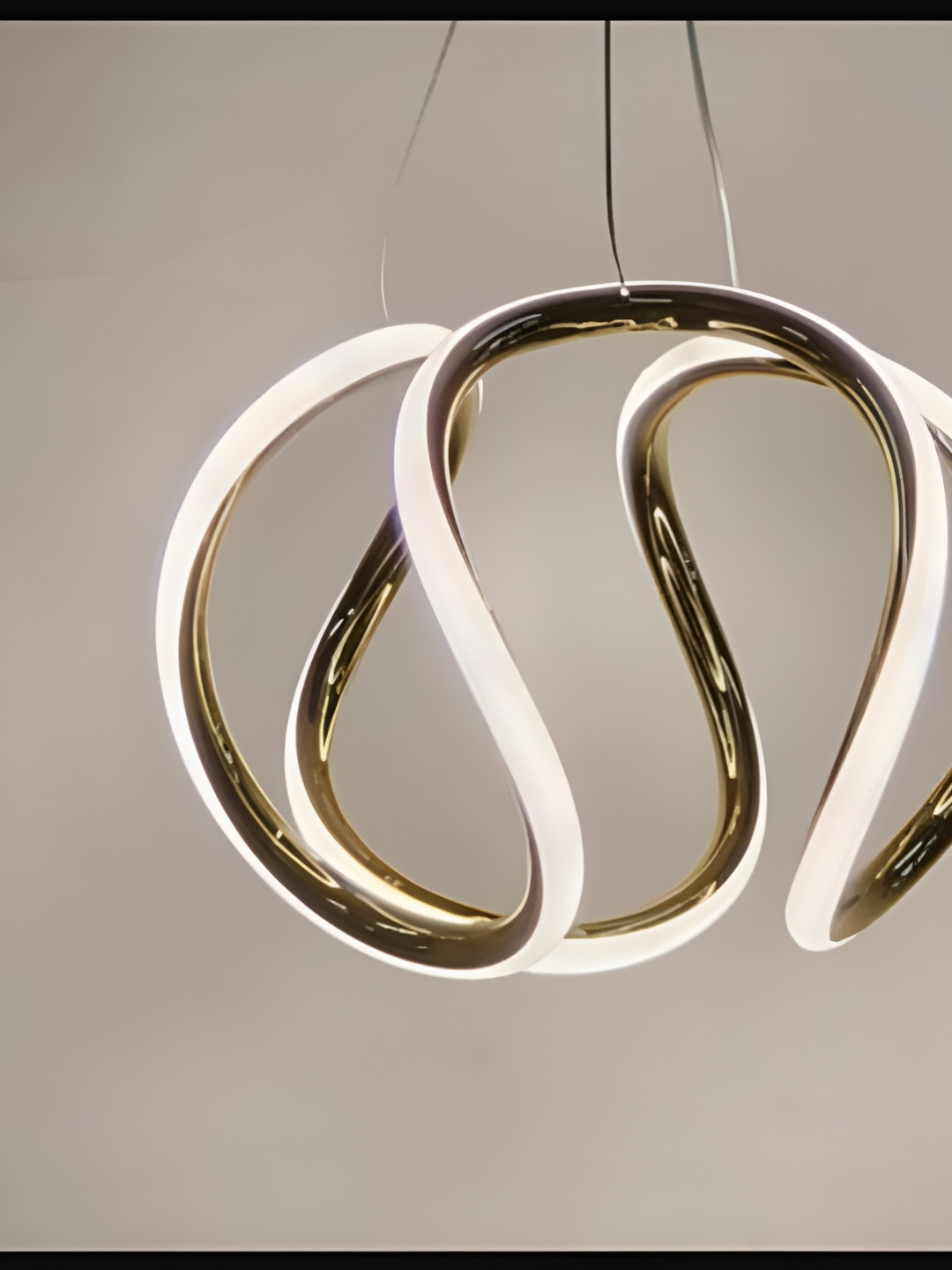 SHRI MAHAL ANTIQUES Gold-Toned Abstract Contemporary 3 in 1 Light Metal Ceiling Lamp