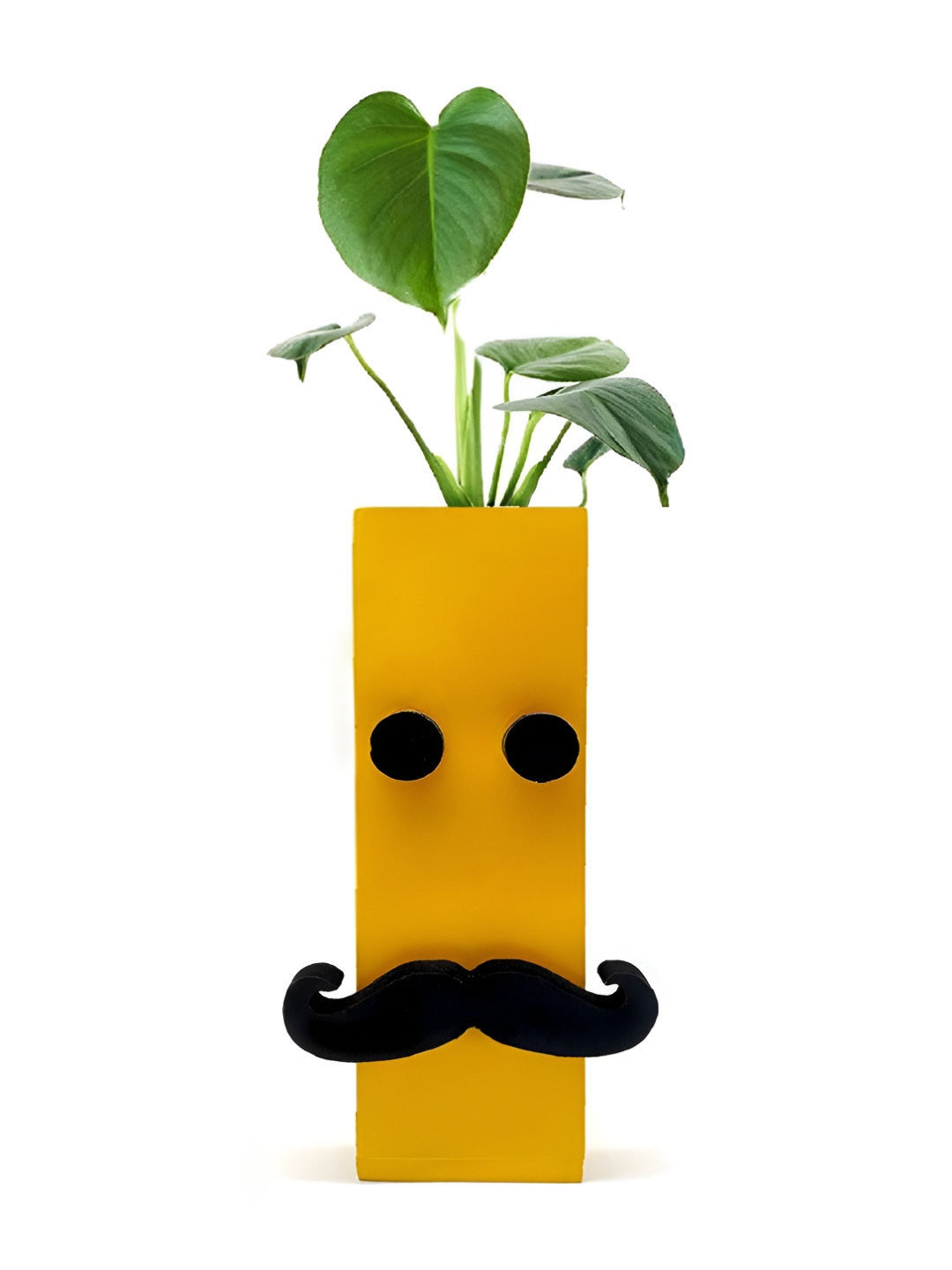 VAH Kya Bat Hai !! Yellow & Black Textured Wooden Flower Pot Holder