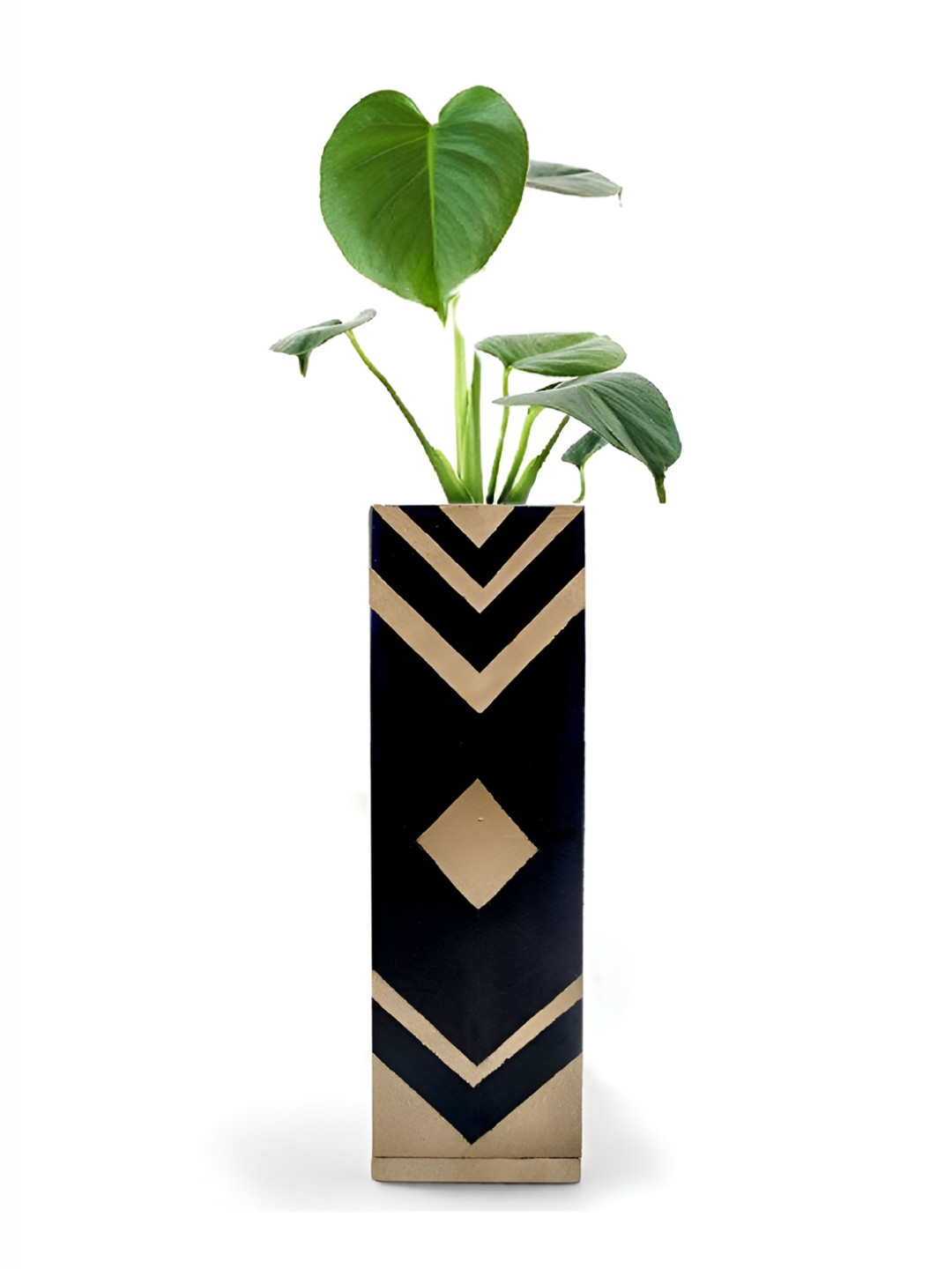 VAH Kya Bat Hai !! Black & Beige Wooden Flower Pot Holder
