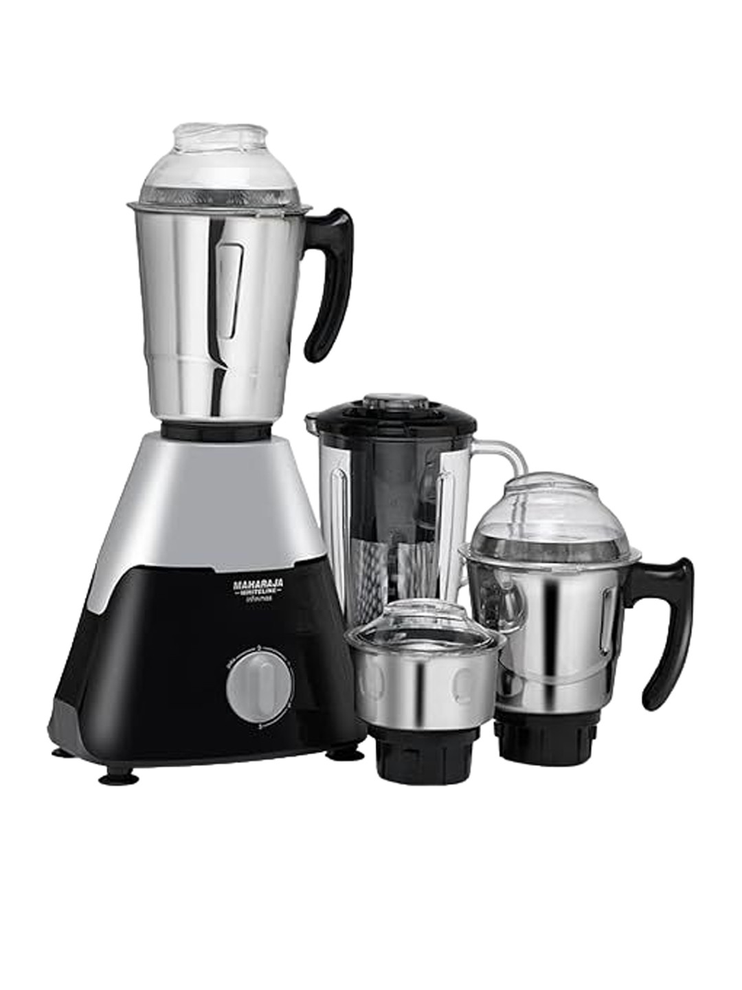 Maharaja Whiteline MX-225 Infinimax Elite Grey Stainless Steel Easy To Use Knob 4 Jars Wet and Dry Grinder-750W