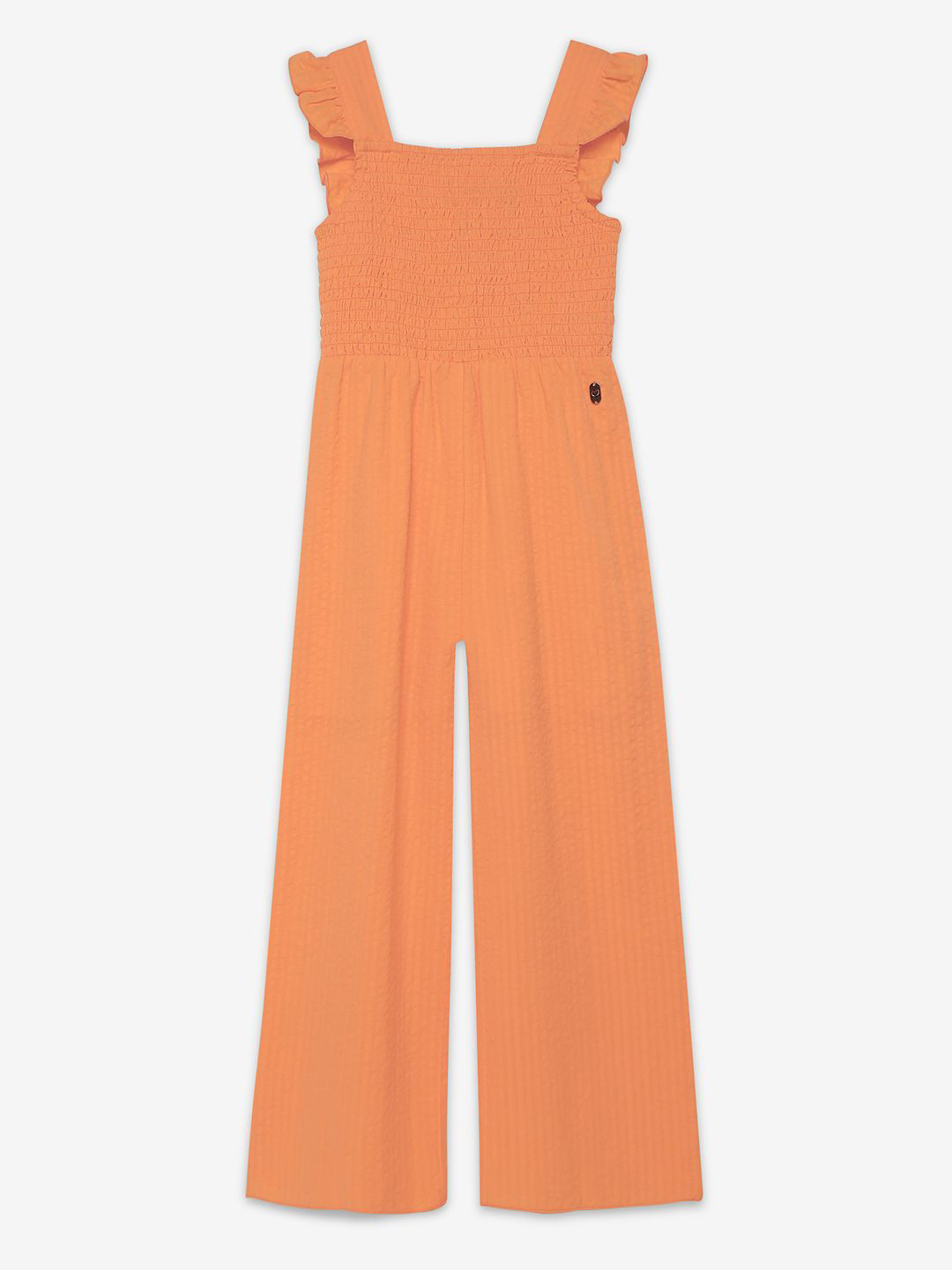 Ed-a-Mamma Girls Square Neck Smocked Detail Cotton Basic Jumpsuit