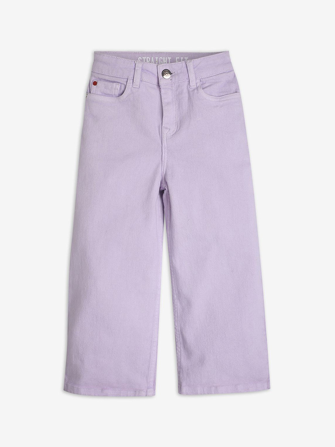 Ed-a-Mamma Girls Purple Comfort Mid Rise Clean Look Stretchable Denim Straight Fit Jeans
