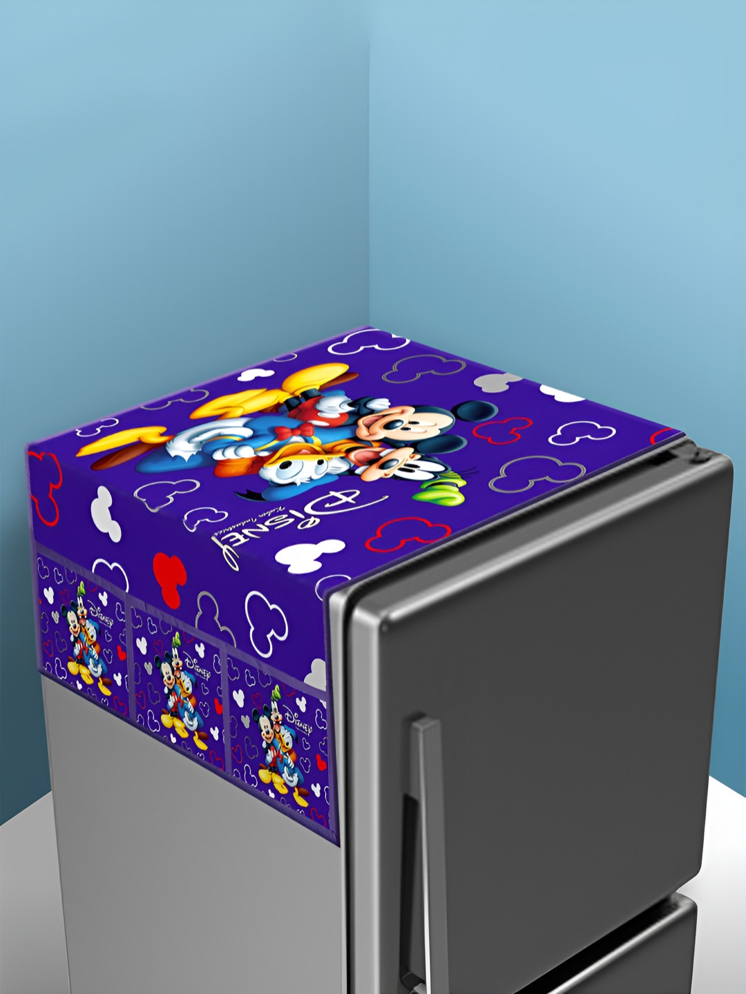 Kuber Industries Blue & White Disney Printed Fridge Top Cover