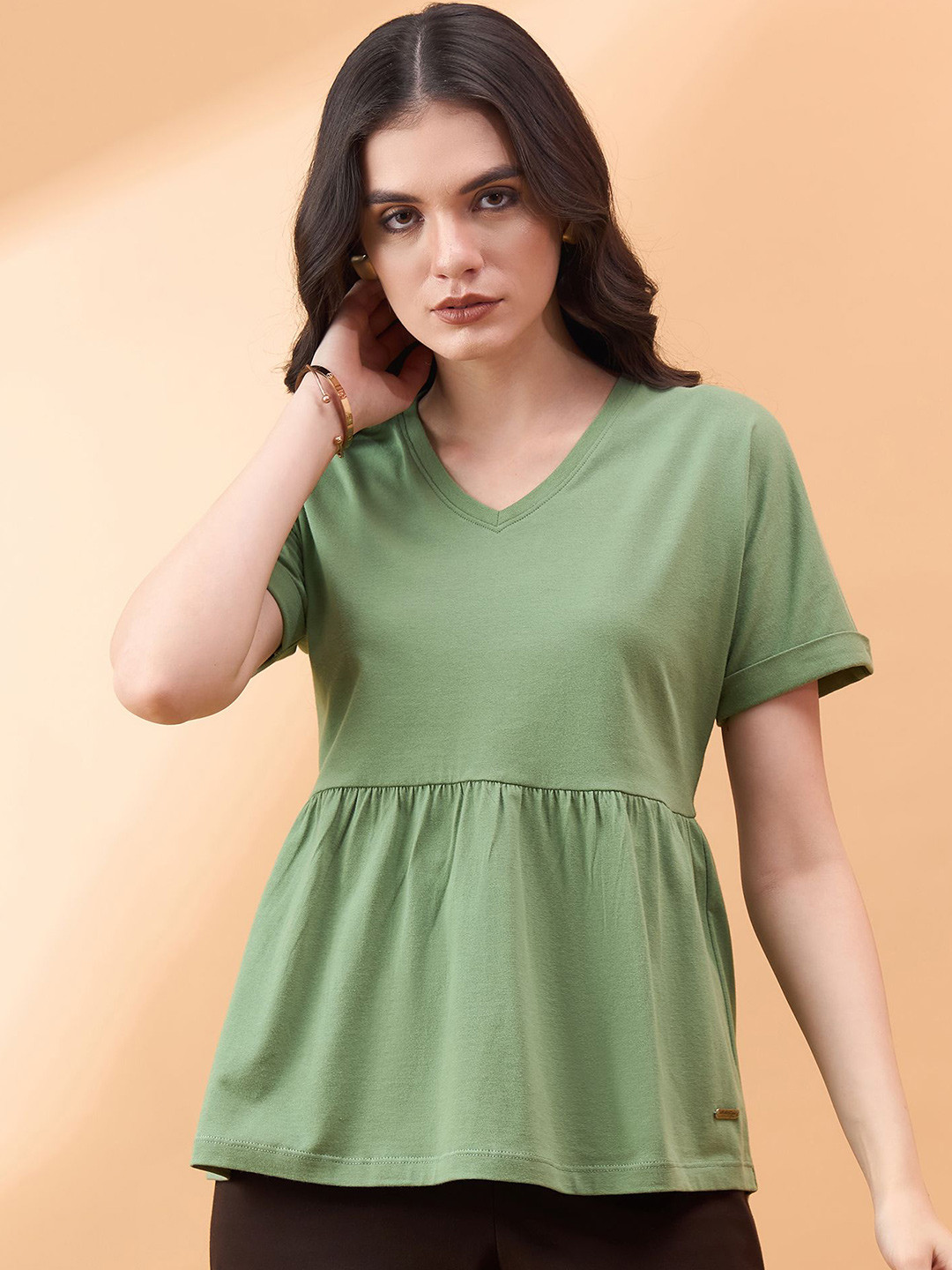 all about you Women V-Neck Cut Outs T-shirt