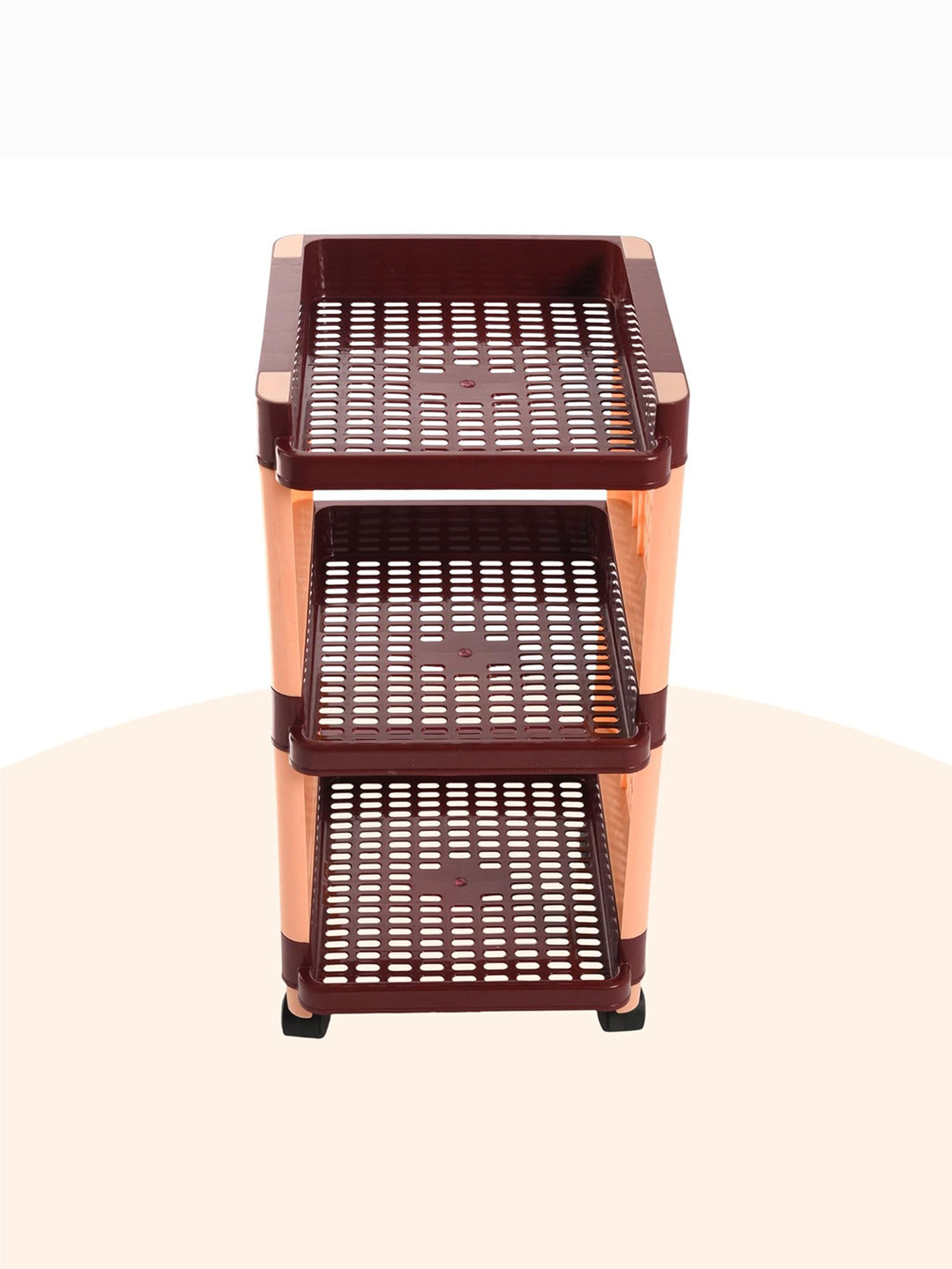 Kuber Industries Brown & Black 4 Pieces With 3-Tier Plastic Rectangle Multi Purpose Racks