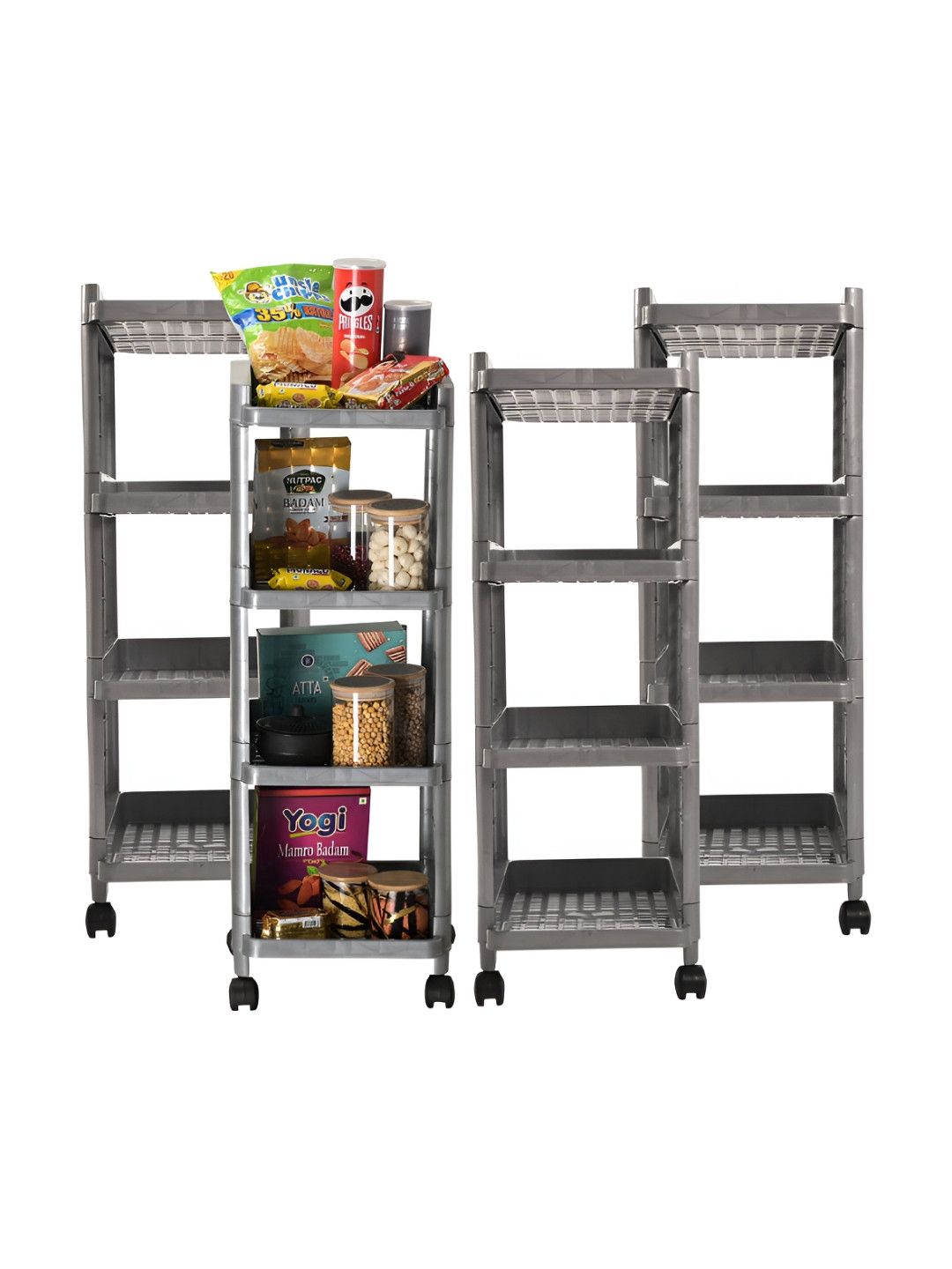 Kuber Industries Grey 4 Pieces Rectangle Multi Purpose Racks