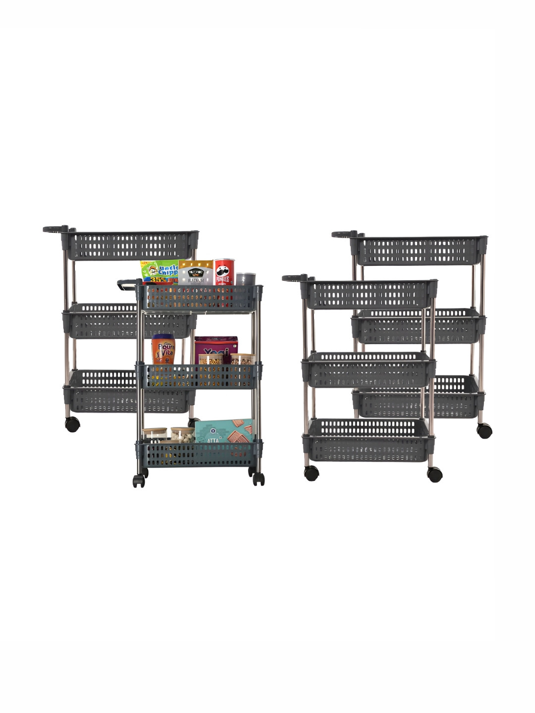 Kuber Industries Grey 4 Pieces Rectangle Multi Purpose Rack