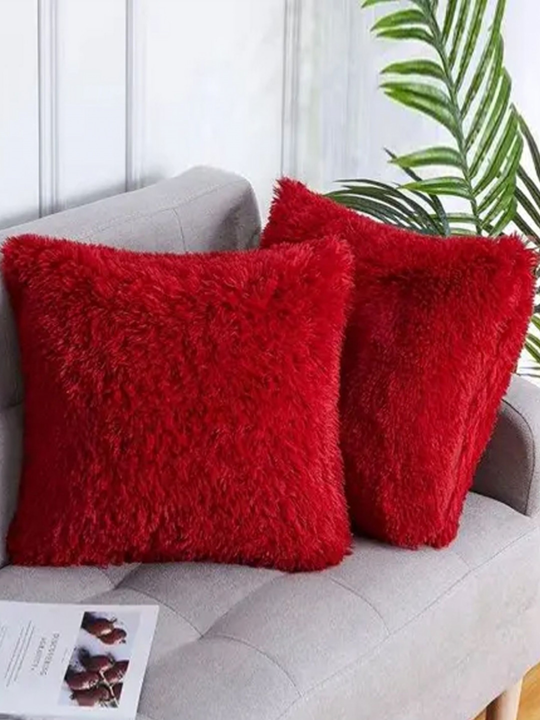 JDX 2 Pieces Red Pre Filled Square Cushion Covers