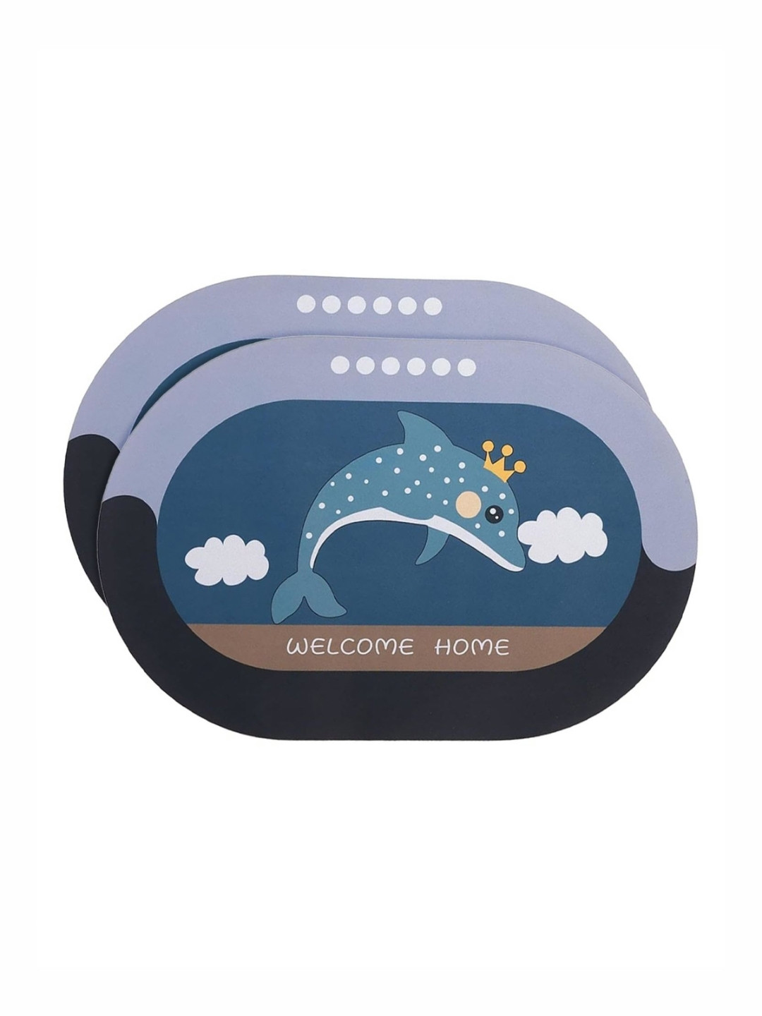 Kuber Industries Blue & Black 2 Pieces Colourblocked 240 GSM Bath Rugs