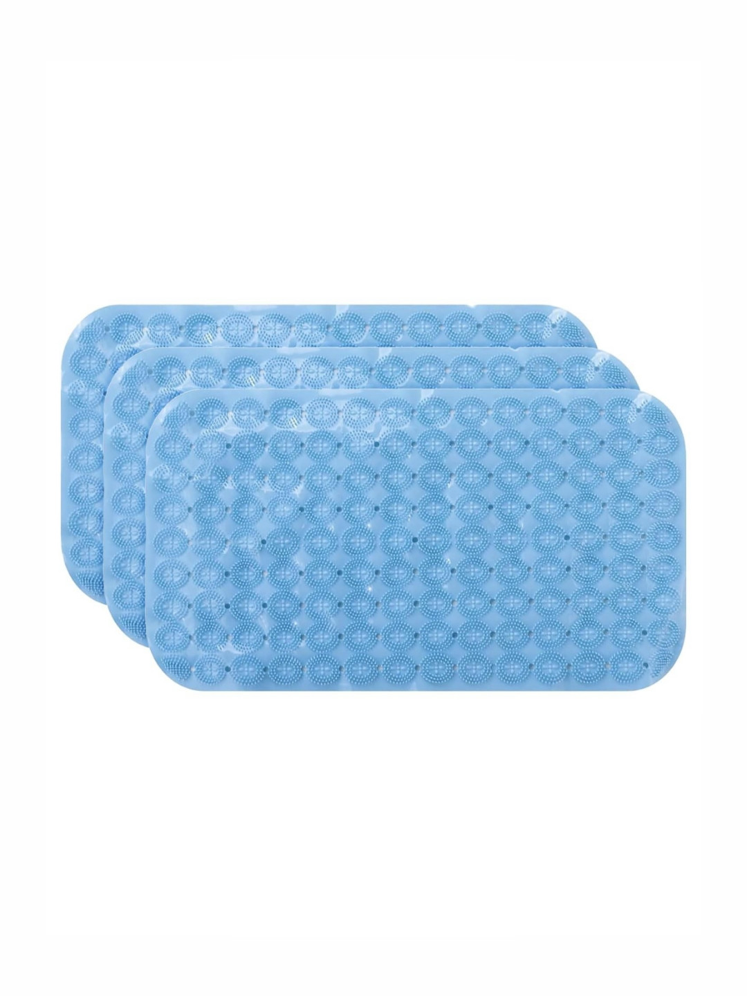 Kuber Industries Blue 3 Pieces 240 GSM Bath Rugs