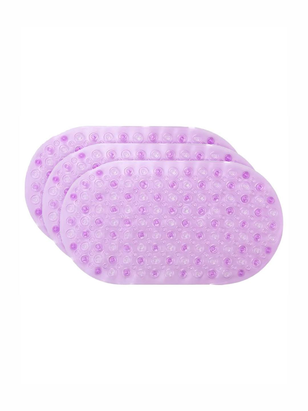 Kuber Industries Purple 3 Pieces Textured Anti Skid 240GSM Bath Rugs