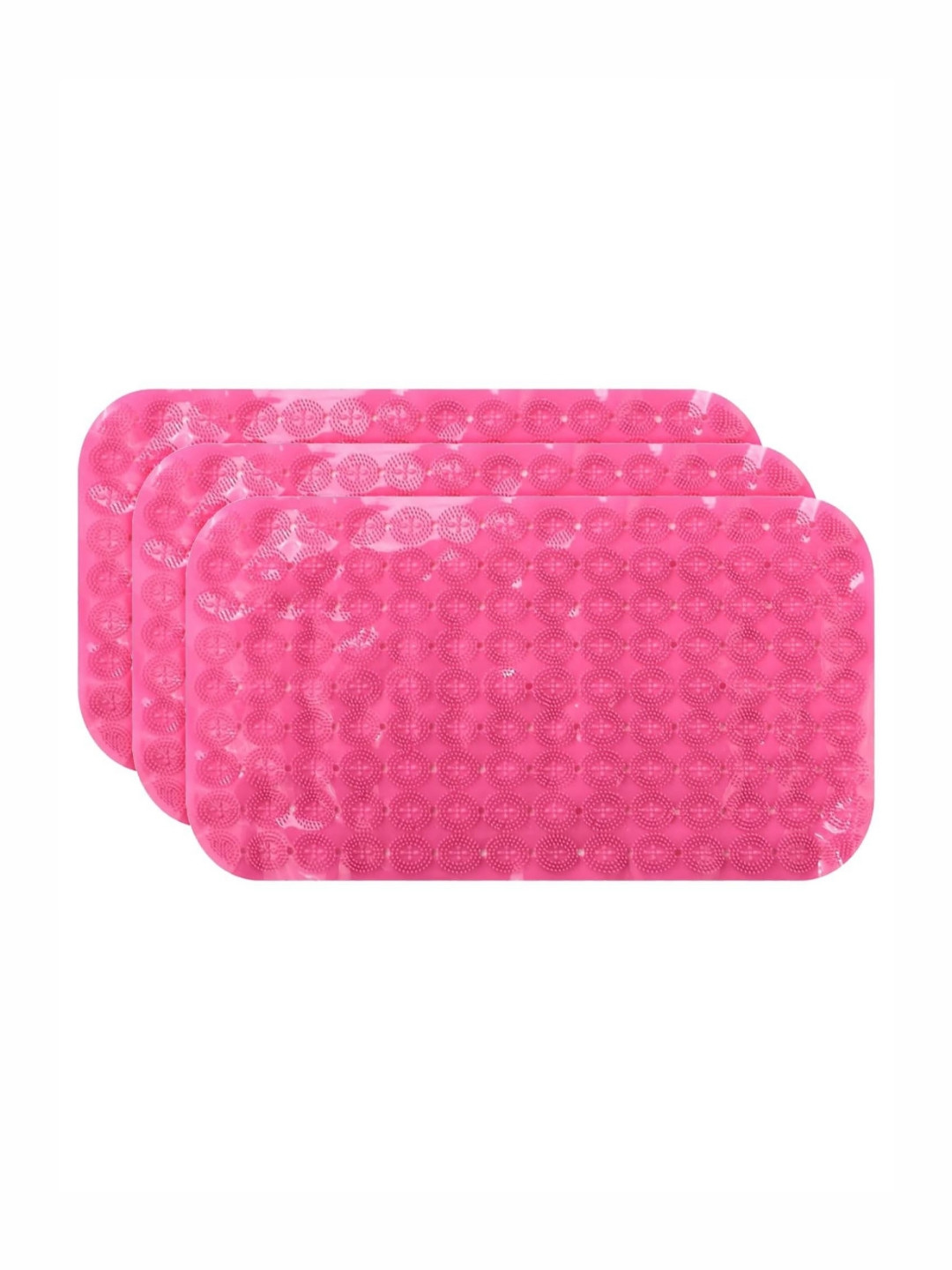 Kuber Industries Pink 3 Pieces 240 GSM Bath Rugs