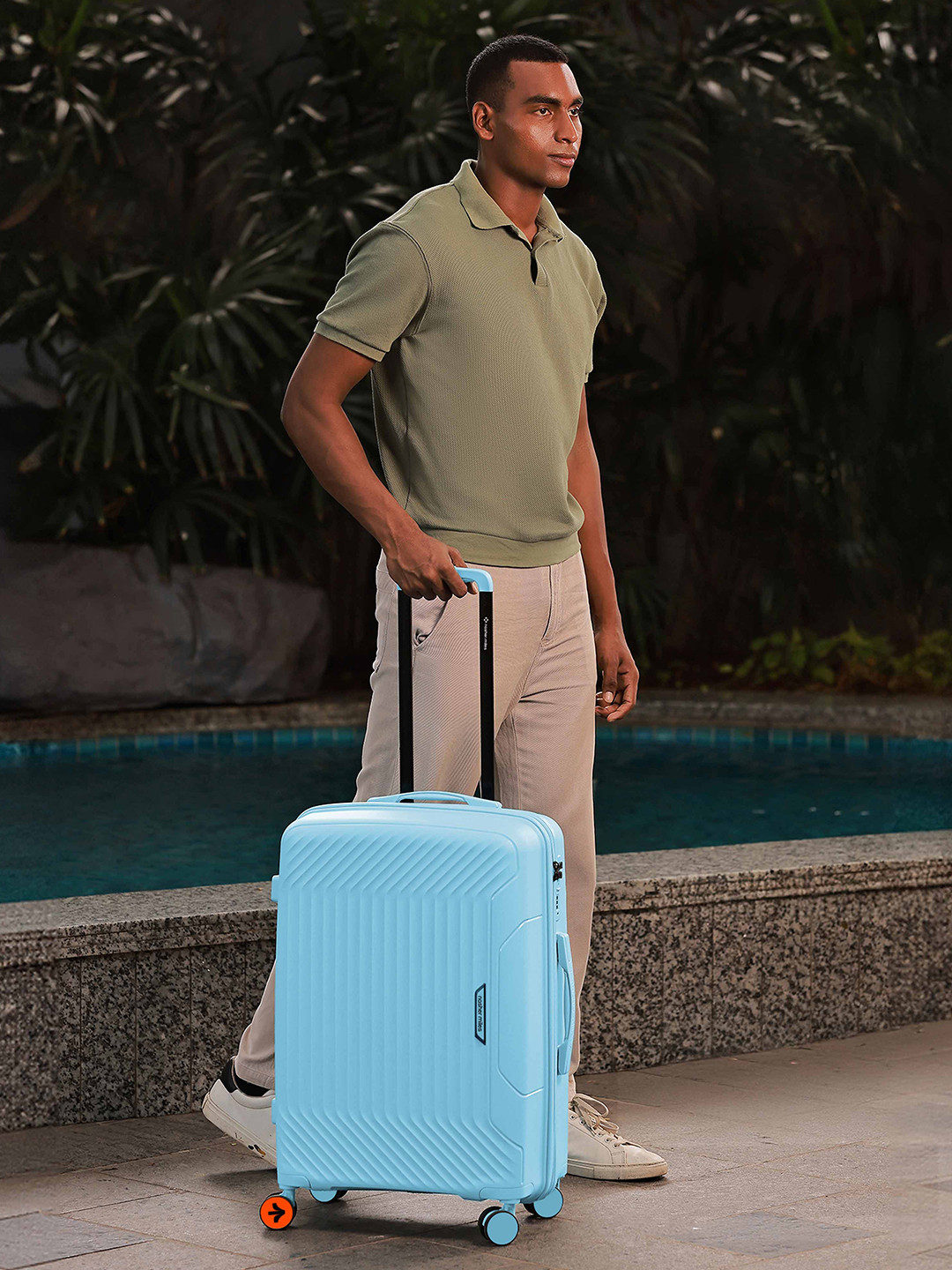 Nasher Miles Coorg Hard-Sided Polypropylene Medium Sky Blue Trolley Bag - 24Inch 65cm