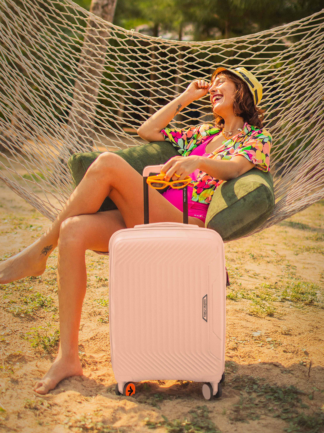 Nasher Miles Coorg Hard-Sided Polypropylene Cabin Peach Trolley Bag - 20Inch 55cm