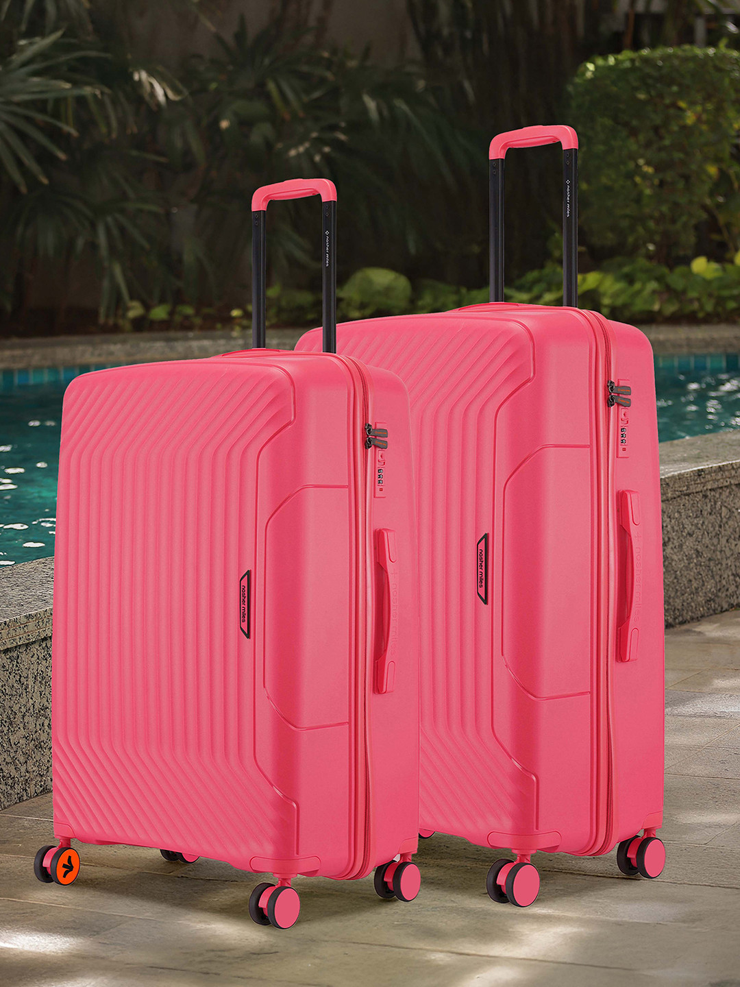 Nasher Miles Coorg Hard-Side Polypropylene Set of 2 M/L Paradish Pink Trolley Bags 65-75cm