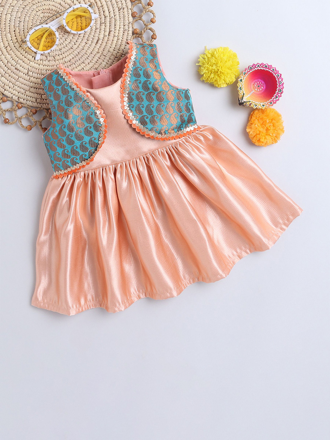 MANY FROCKS & Girls Floral Satin Fit & Flare Dress