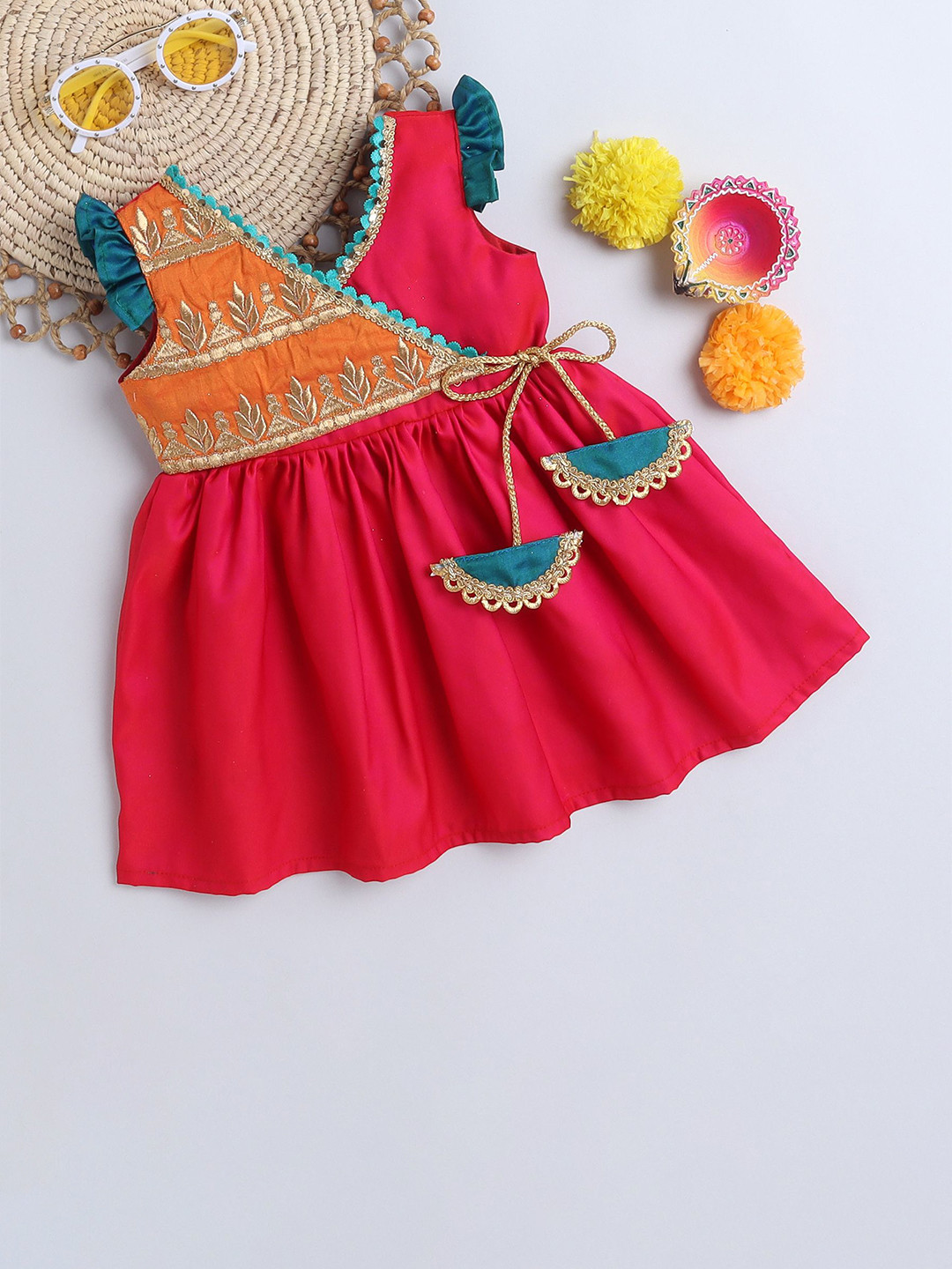 MANY FROCKS & Girls Satin Fit & Flare Midi Dress