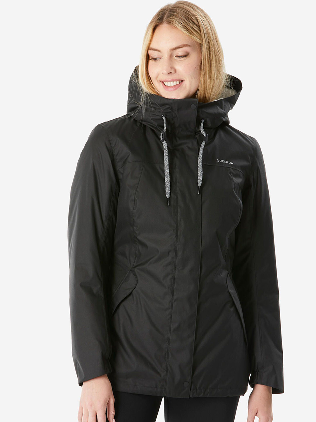 Decathlon Quechua Women Black Waterproof & Warm Snow Hiking Jacket For -10C