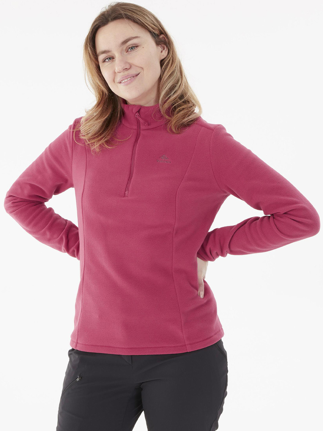 Decathlon QUECHUA - Women Pink Half Zip Warm Fleece Sweater