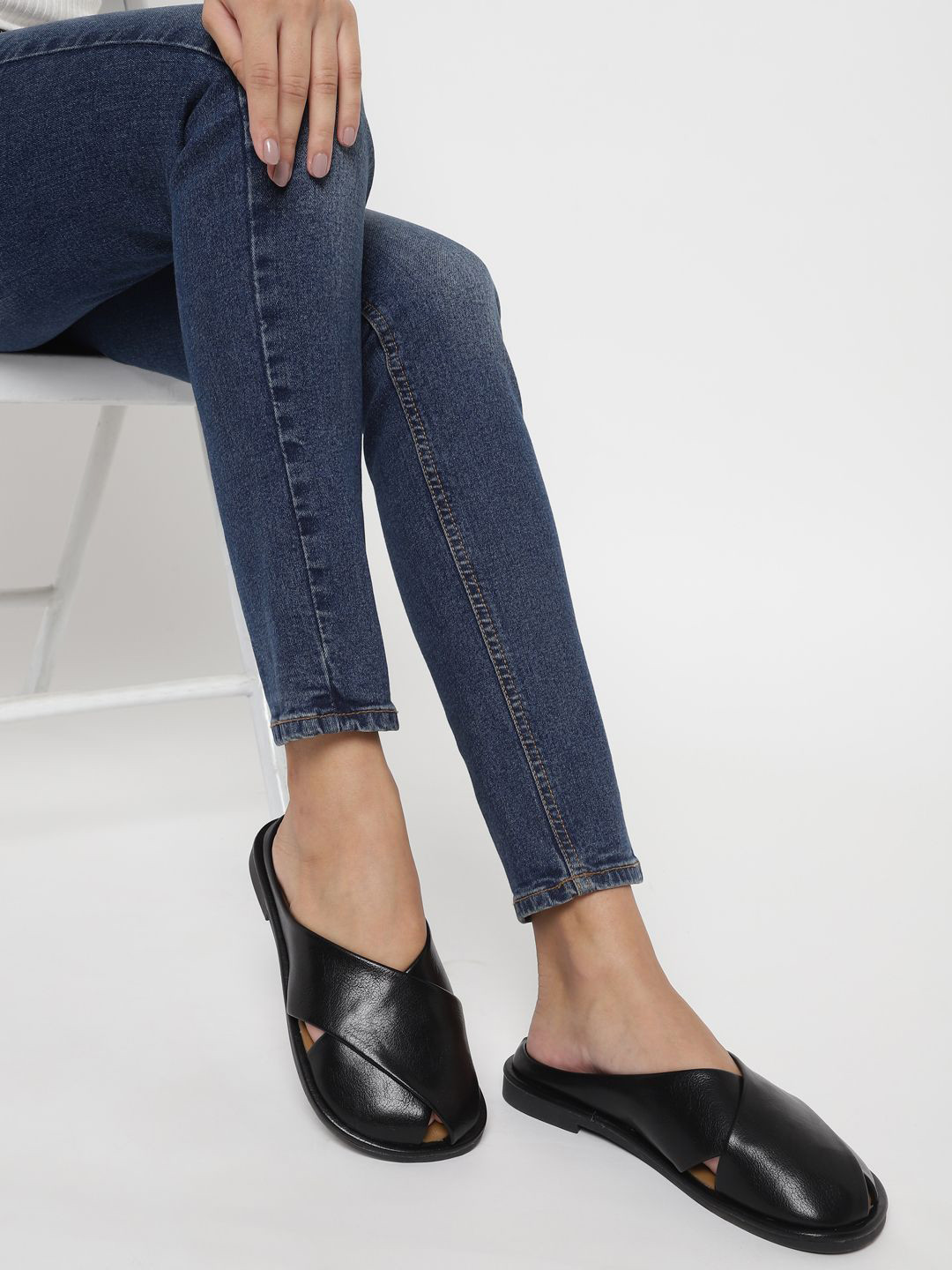 Truffle Collection Women T-Strap Flats With Buckle