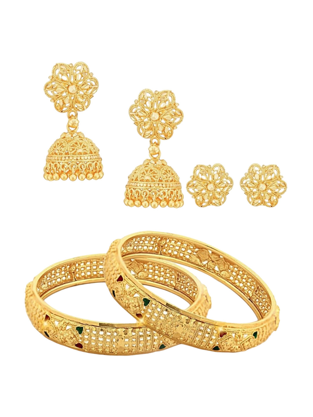 Vighnaharta Ethnic Gold Plated Jewellery Set