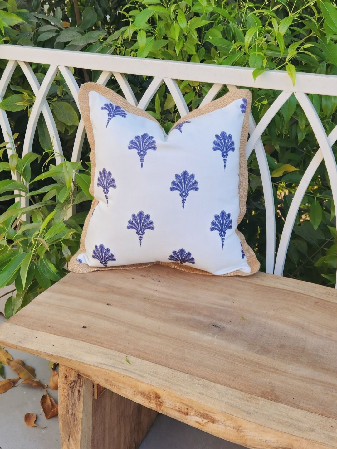 THROWPILLOW White Ethnic Motifs Polyester Fade Resistant Square Cushion Cover -22x22In