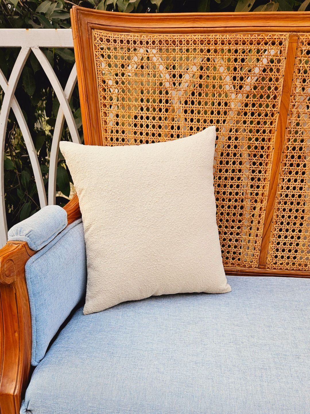 THROWPILLOW Off White Other Fade Resistant Textured Square Cushion Cover - 12 x 12 Inches