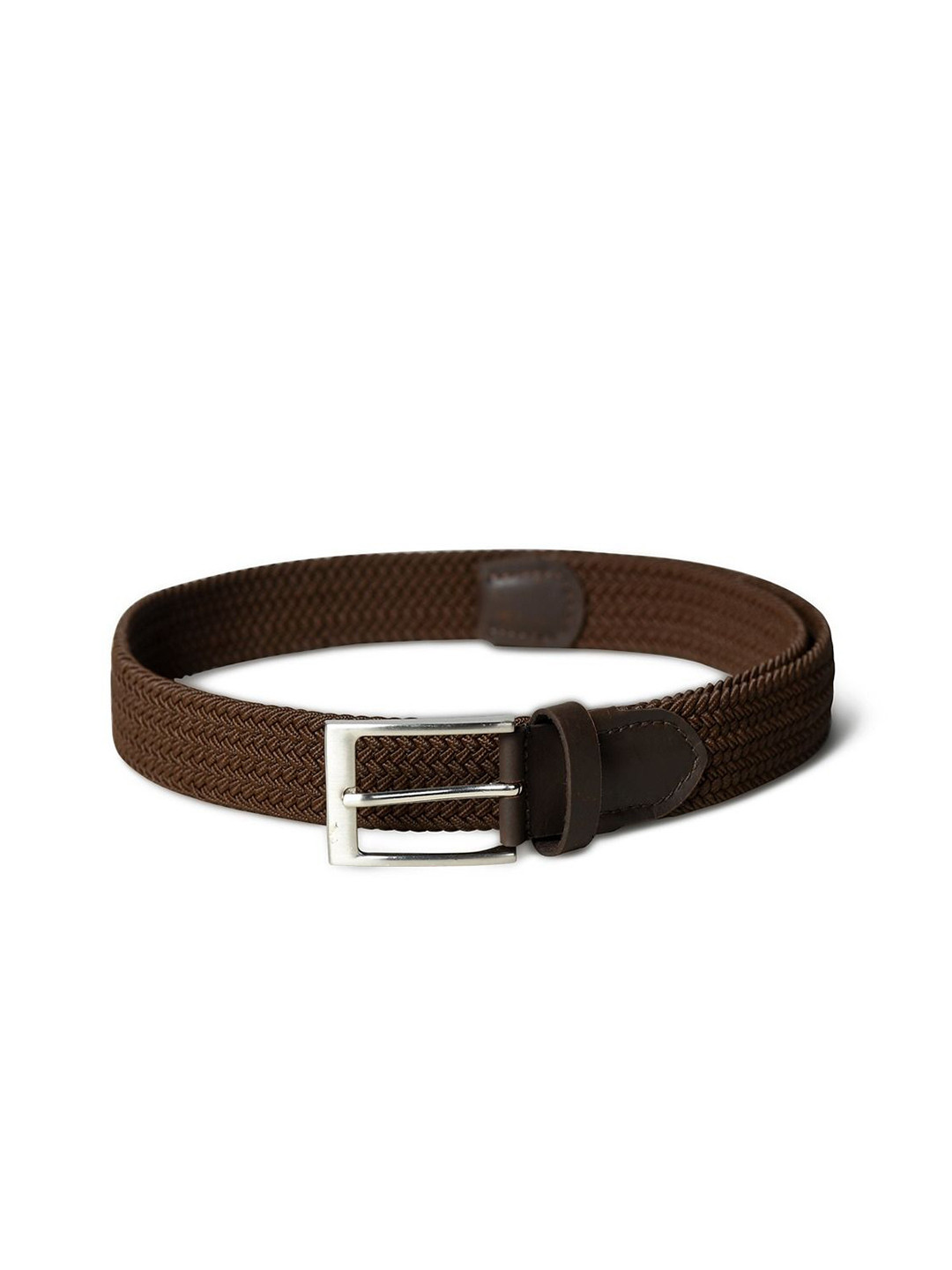 MaheTri Braided Canvas Leather Belt Brown