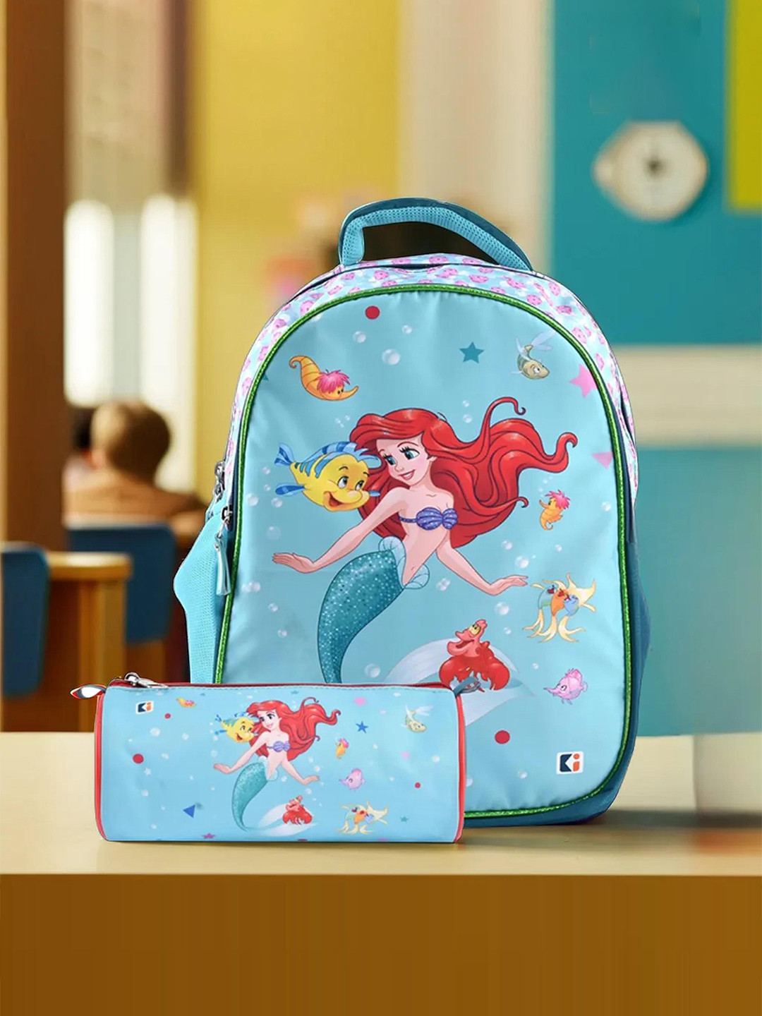Kuber Industries Set of 2 Disney Mermaid Backpack & Pencil Pouch