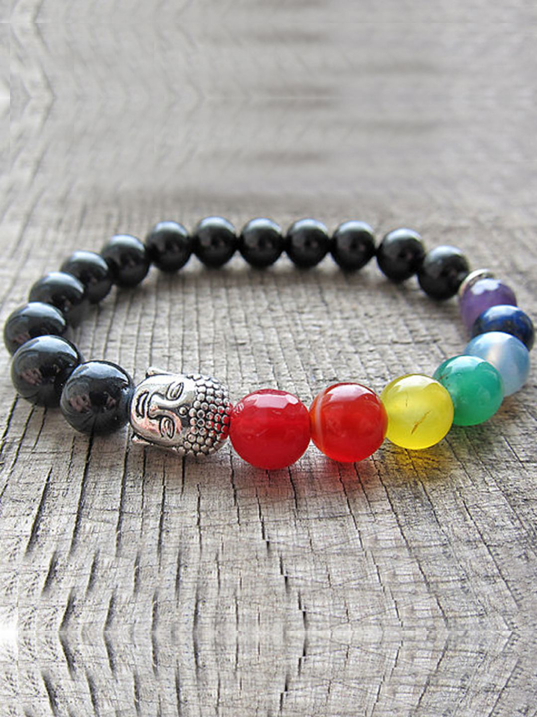 Young & Forever Unisex 7 Chakra Crystals Beaded Buddha Elasticated Bracelet