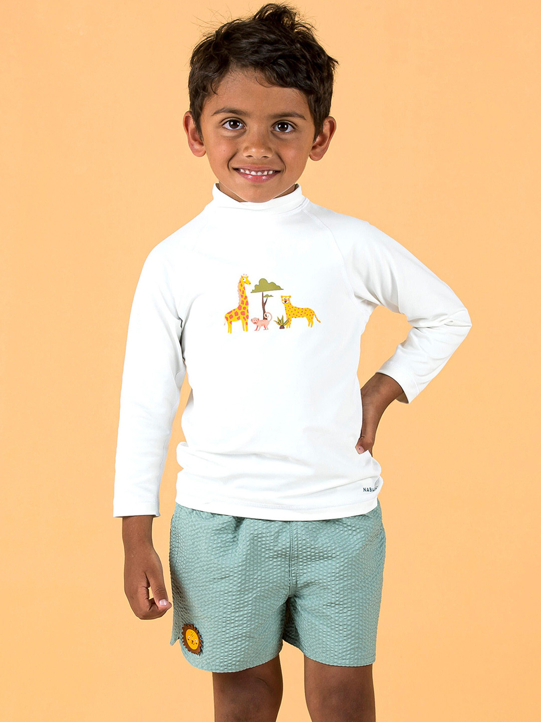 Decathlon NABAIJI Boys Green Quick-Dry Swimming Shorts