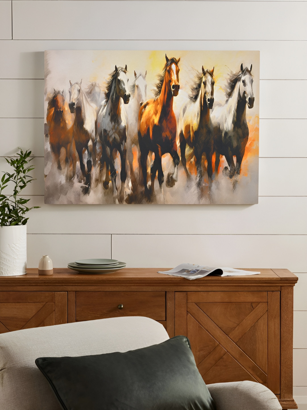 EverHOME Off White & Brown Wooden Birds and Animals Wall Painting