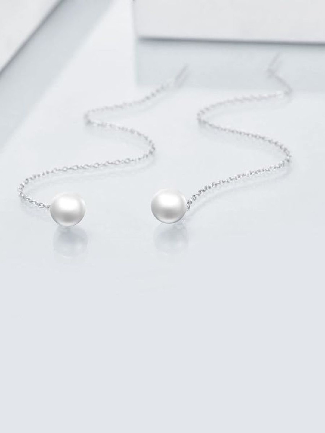 EL REGALO Rhodium-Plated Artificial BeadsContemporary Drop Earrings