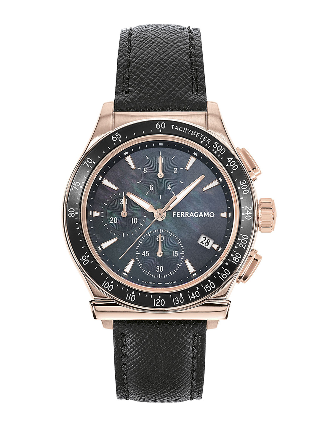 Ferragamo Unisex Brass Dial & Leather Straps Analogue Watch SFKW00123