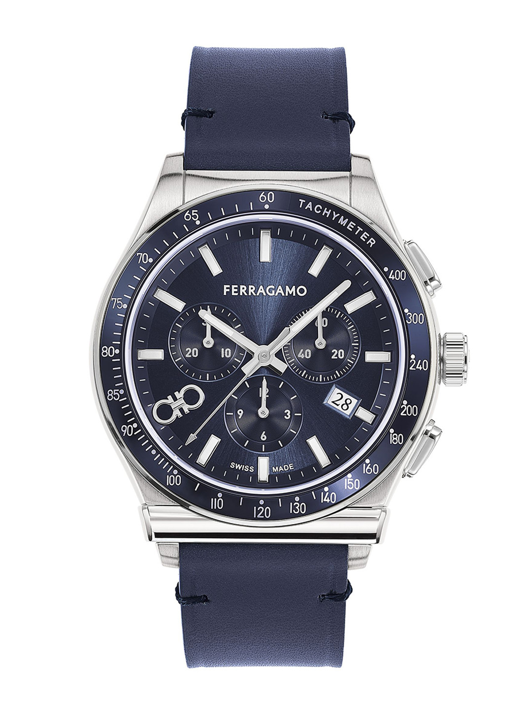 Ferragamo Men Brass Dial & Leather Straps Chronograph Analogue Watch SFKZ00223