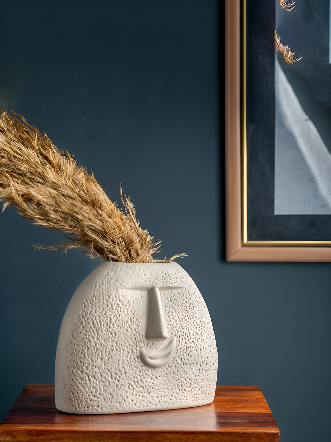 Glimpse Homes Raw Off-White Upbeat Ceramic Face Vase