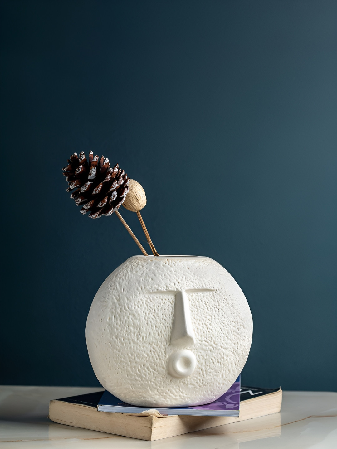 Glimpse Homes Raw Off-White Kiss Ceramic Face Vase