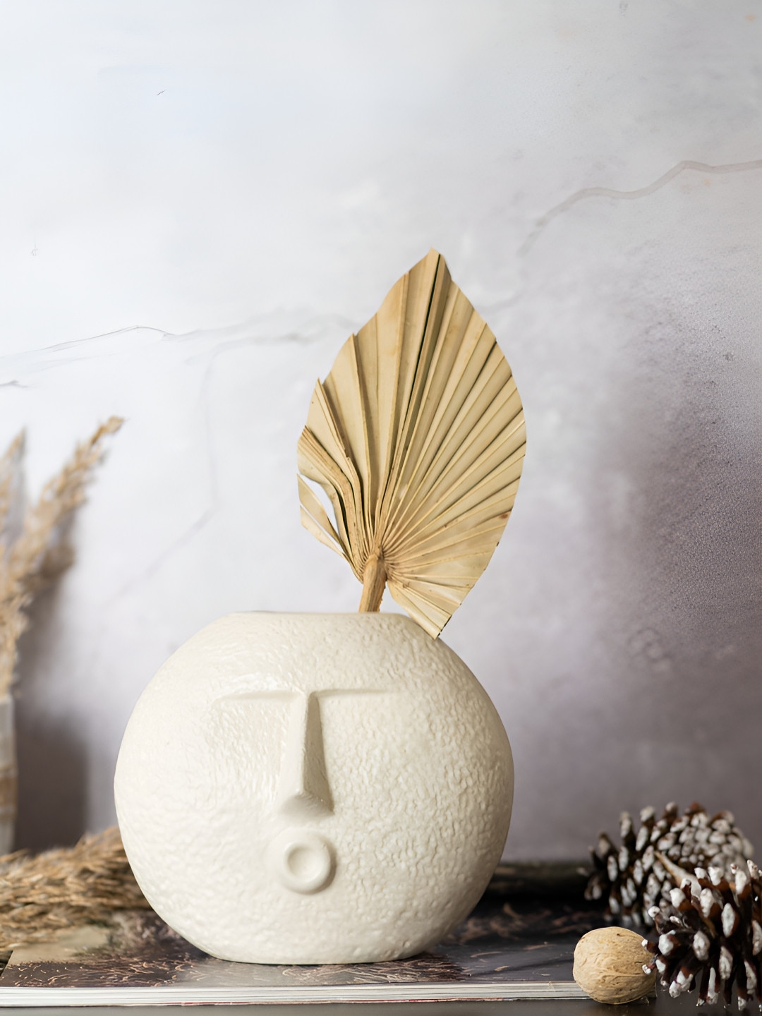 Glimpse Homes Matte Off-White Kiss Ceramic Face Vase