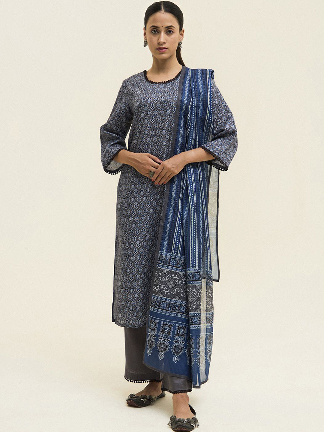 Jaipur Kurti Handblock Printed Cotton Suit Set