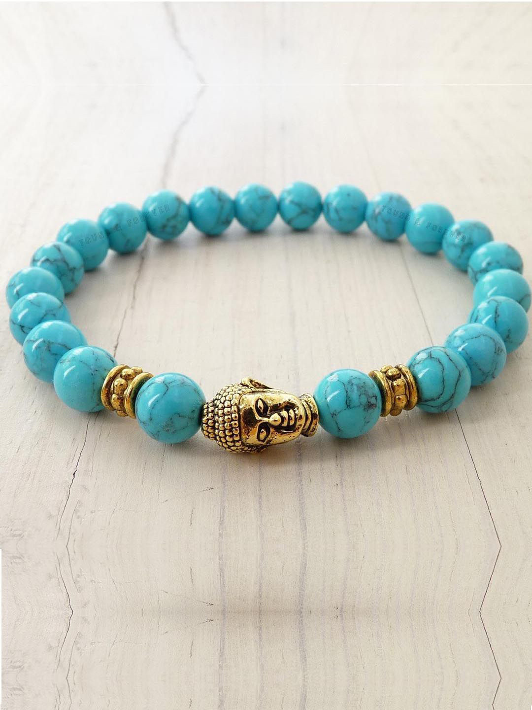 Young & Forever Unisex Buddha Crystal Turquoise Elasticated Bracelet