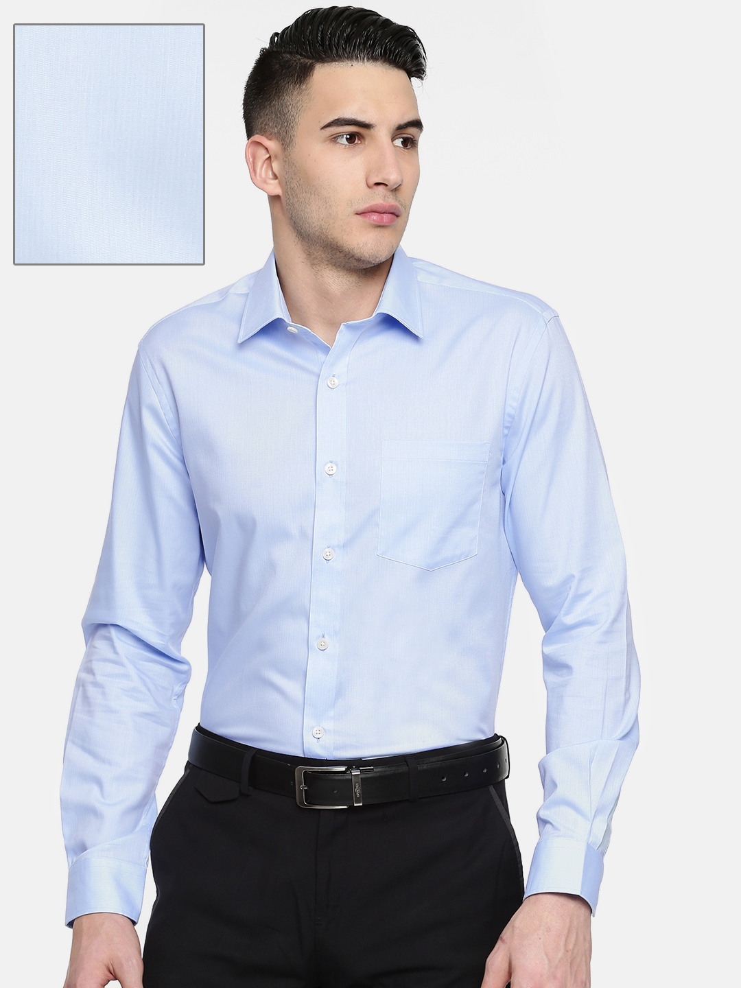 Buy Arrow Men Blue Snug Slim Fit Self Design Formal Shirt - Shirts ...