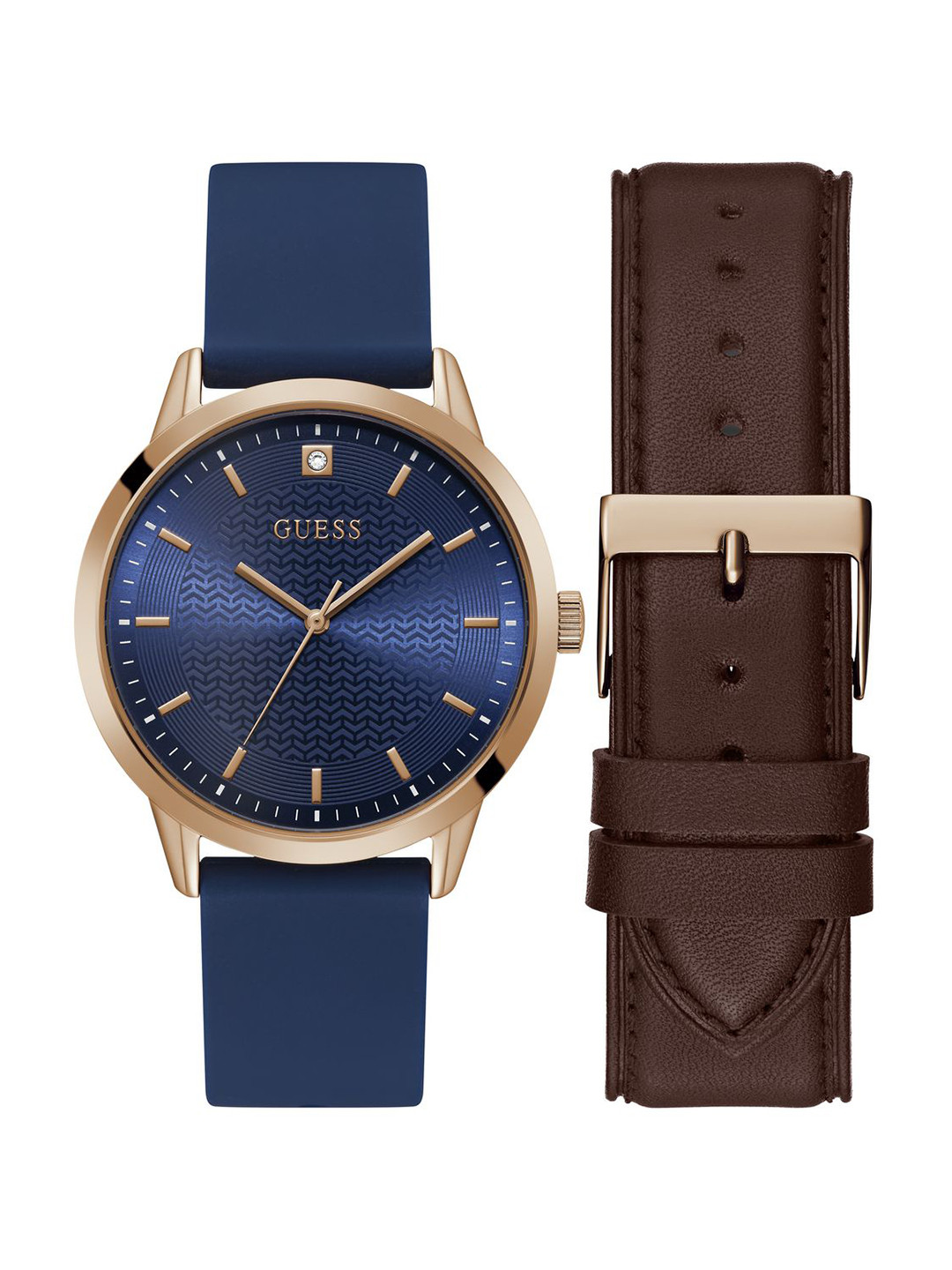 GUESS Men Box Sets Proxy Patterned Dial Analogue Watch with Additional Strap U1437G1M